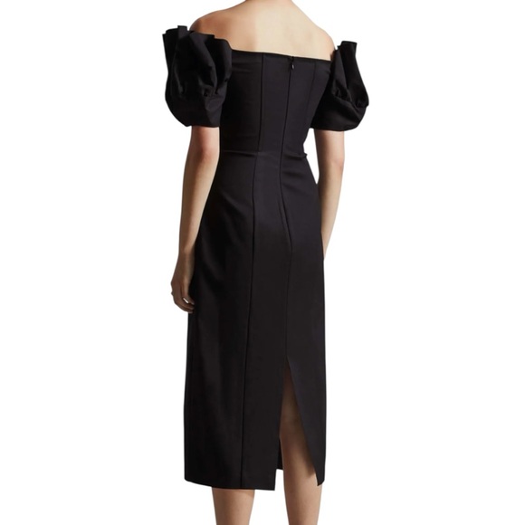 & Other Stories Black Ruffle Off the Shoulder Women’s Midi Dress Sz. 4 - Picture 3 of 8